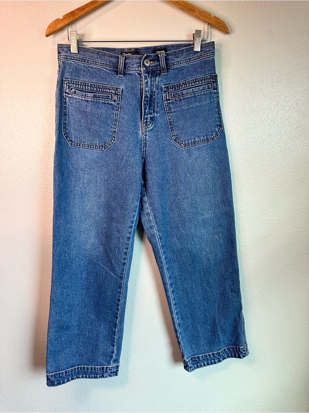 Supplies Unionbay High Rise Wide Leg Crop Jeans Size 8 29W Medium Wash Utility